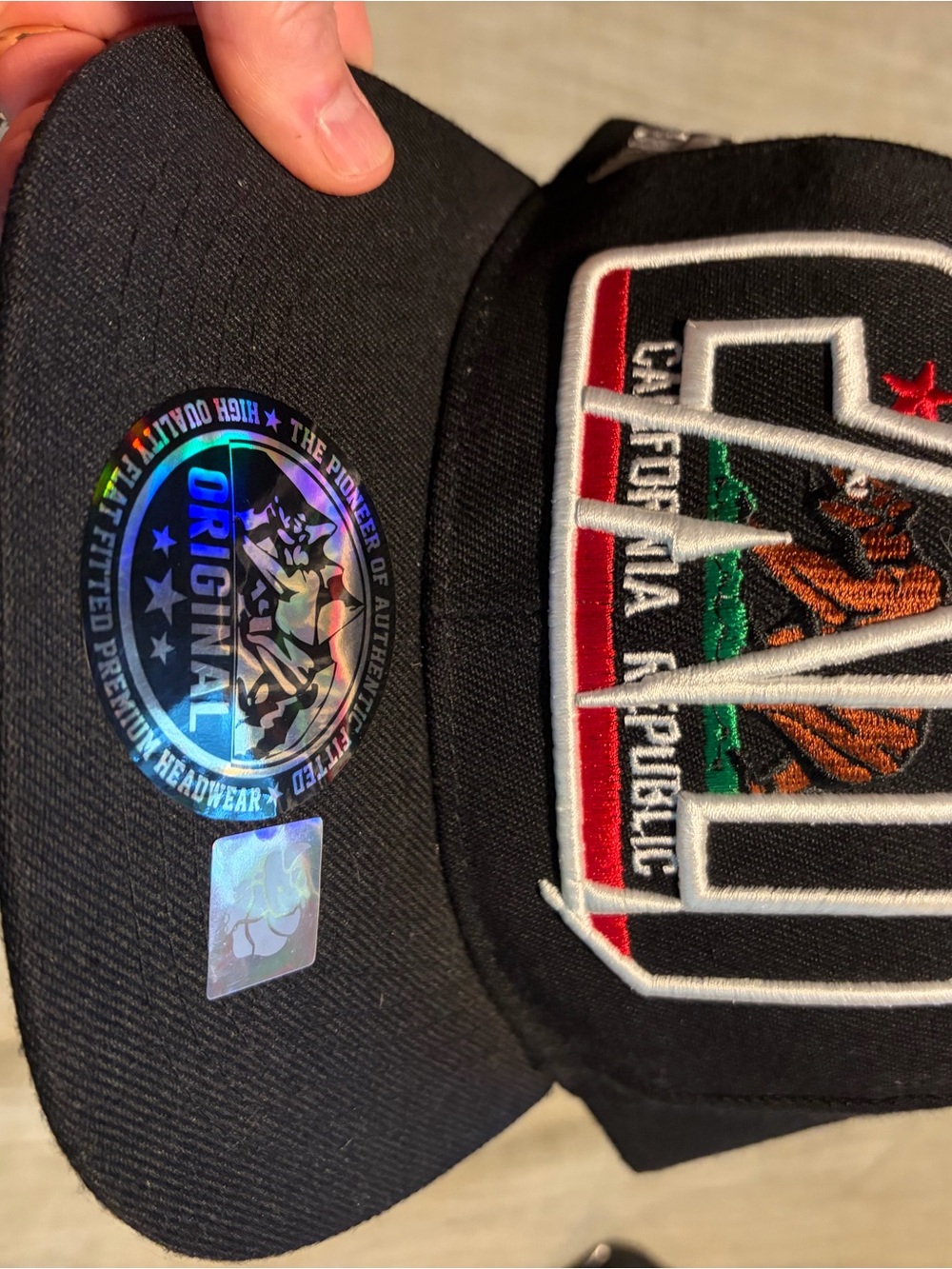Black Snapback Hat with California Republic Patch